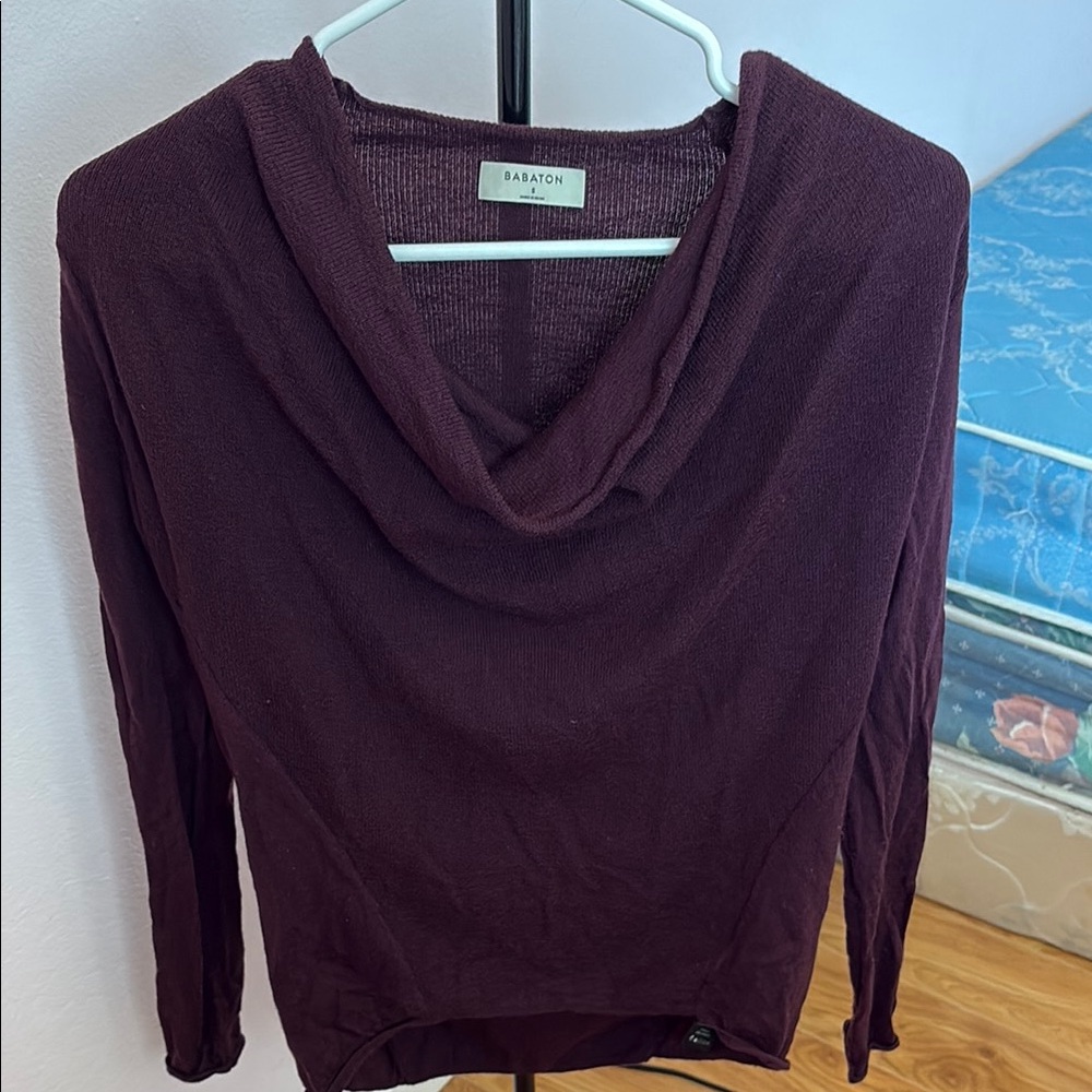 Babaton Women's Deep Purple Cowl Neck Sweater
